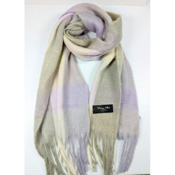Marcus Adler Women's Cozy Plaid Scarf with Fringe-Trim Lilac O/S (MSRP $55) - Picture 2 of 6